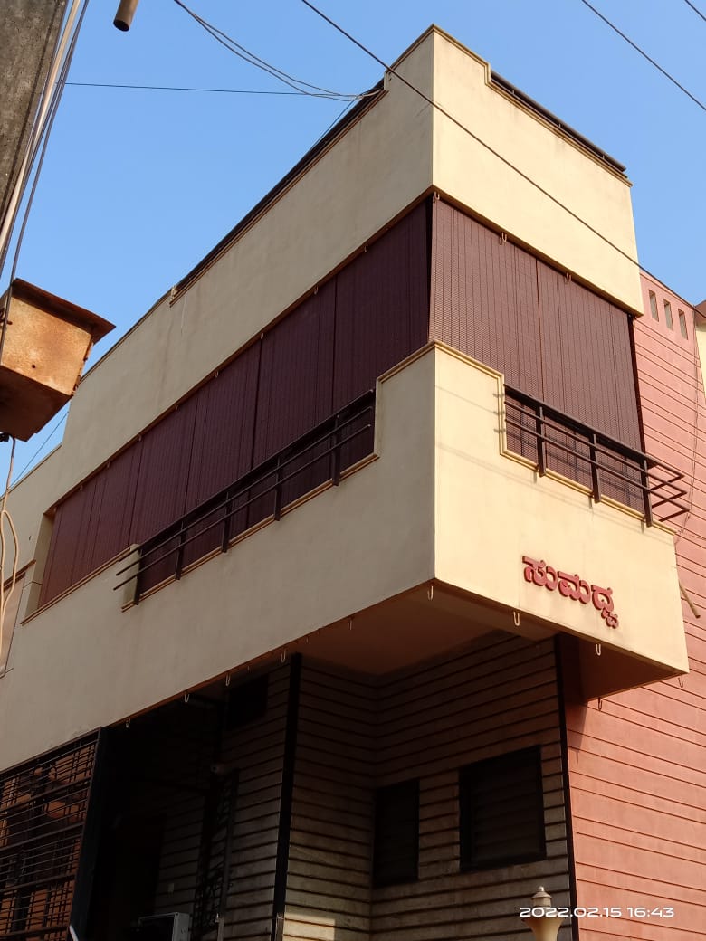 Outdoor Balcony Bamboo Blinds Building Exterior